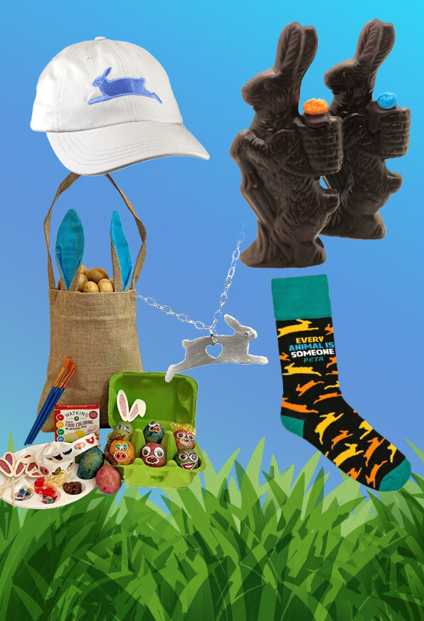 An array of products for sale in the PETA Shop