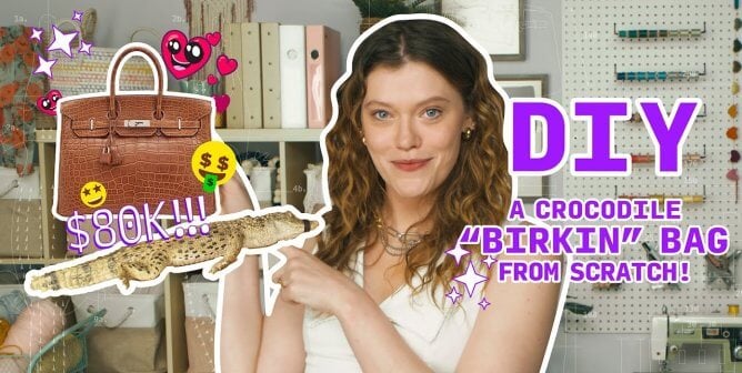 screenshot from youtube video about a diy birkin bag