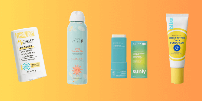 mineral sunscreens against gradient background