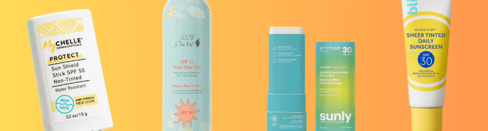 mineral sunscreens against gradient background