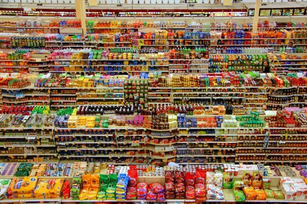 Aerial shot of the interior of a grocery store