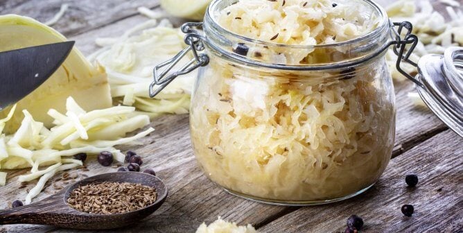 Jar of sauerkraut