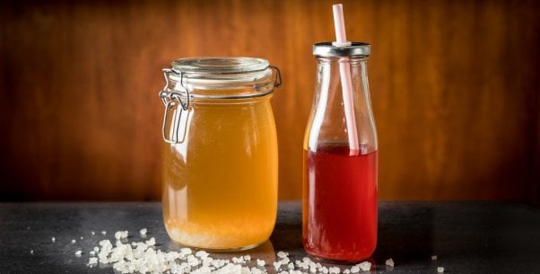 Water kefir fermenting and ready to drink