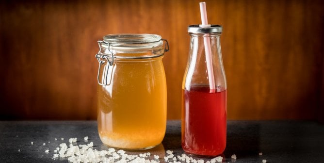 Water kefir fermenting and ready to drink