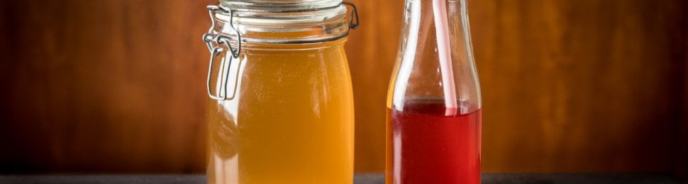 Water kefir fermenting and ready to drink