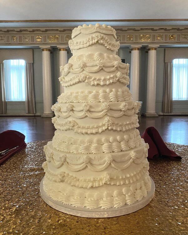 A white wedding cake