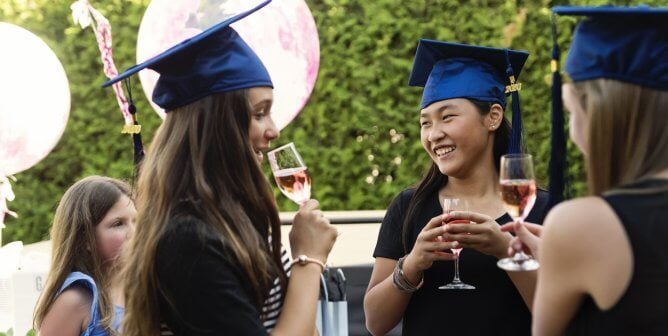 Young women at graduation party