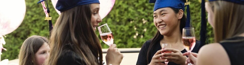 Young women at graduation party