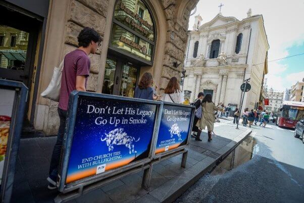 PETA UK ads urging the Pope to ban bullfighting