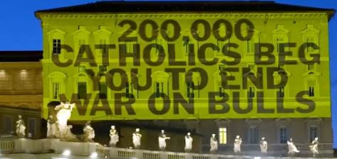 PETA UK anti-bullfighting projection on the Vatican