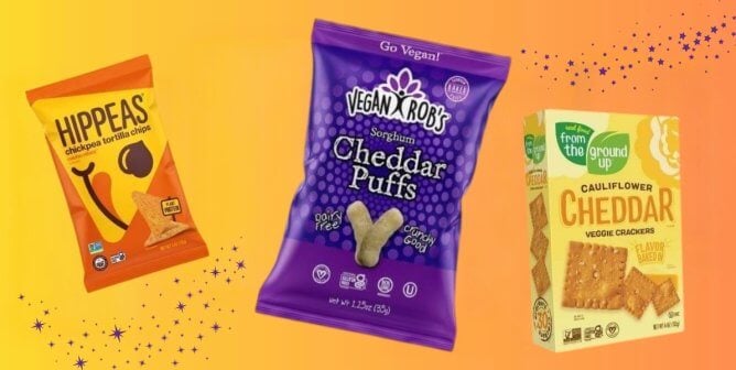 collage of vegan cheesy snacks