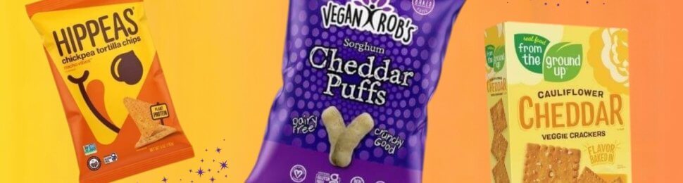 collage of vegan cheesy snacks