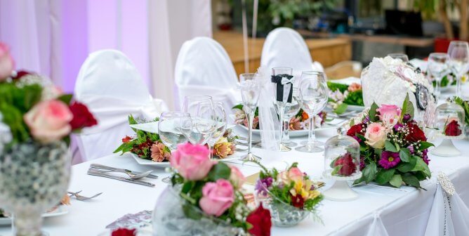 A wedding reception table