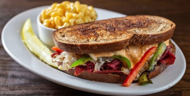 A vegan Reuben sandwich