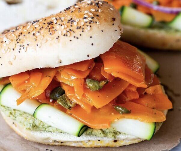 Vegan salmon caper sandwich