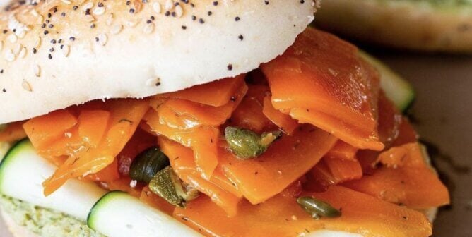 Vegan salmon caper sandwich