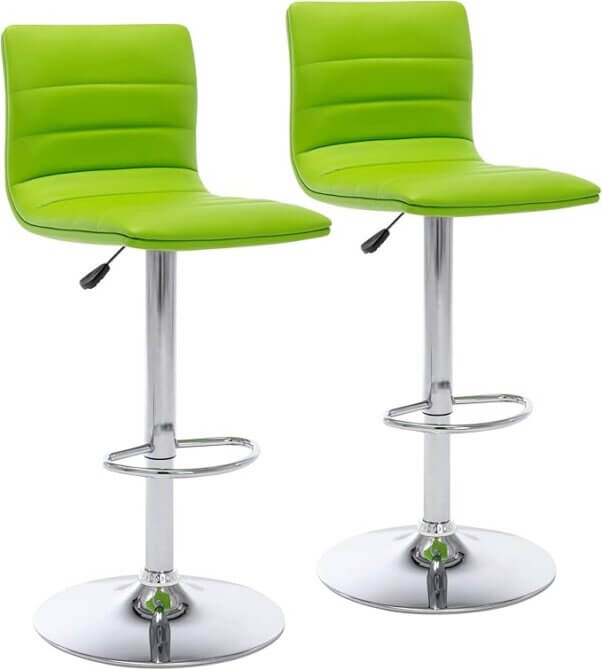 Vegan leather bright green barstools