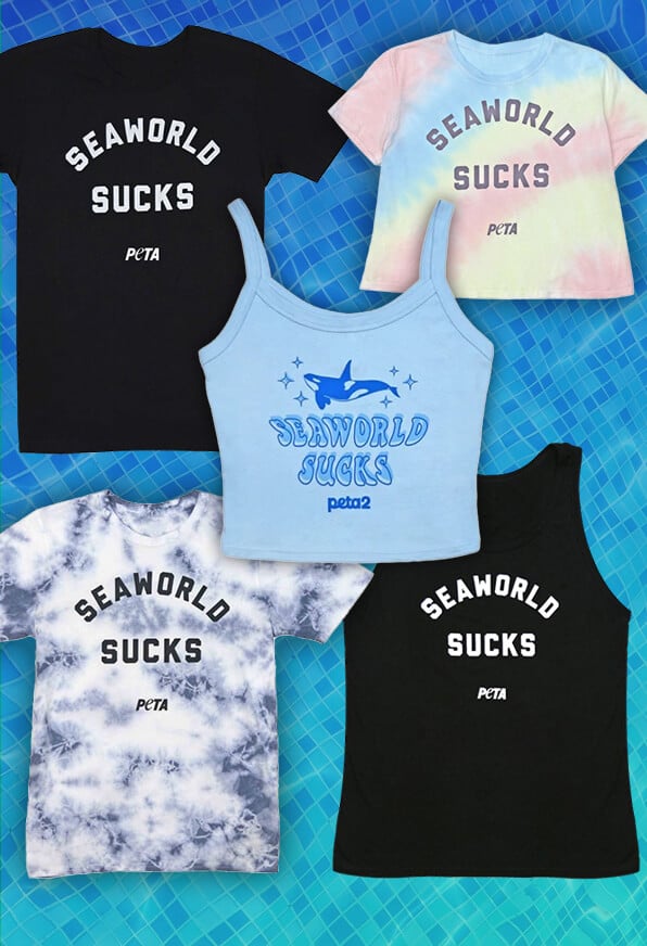 Various shirts available in the PETA Shop