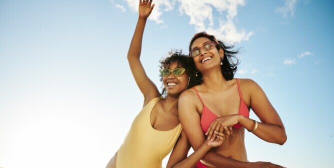 Two women in bathing suits