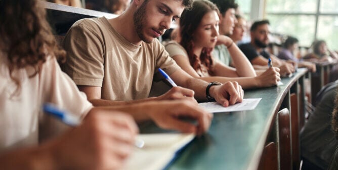 students taking test