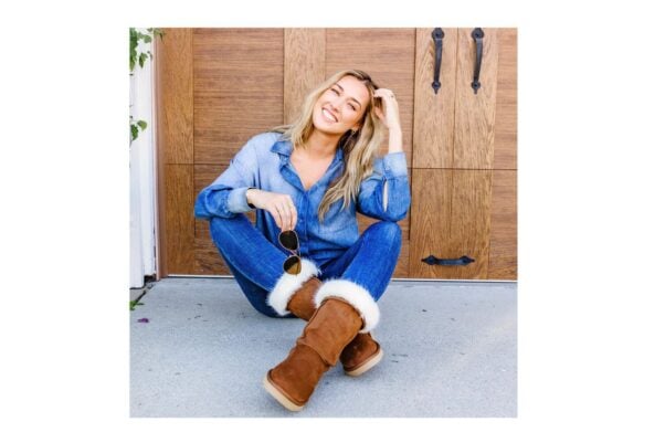 A woman wearing new vegan shoes from PAWJ California