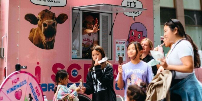 People visiting the i scream truck
