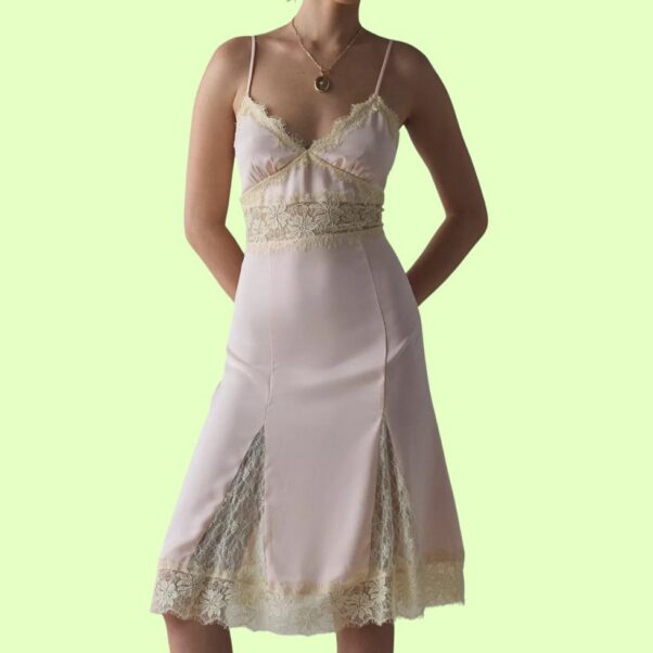 Urban Outfitters Kimchi Blue Dipped In Lace Satin Slip Midi Dress