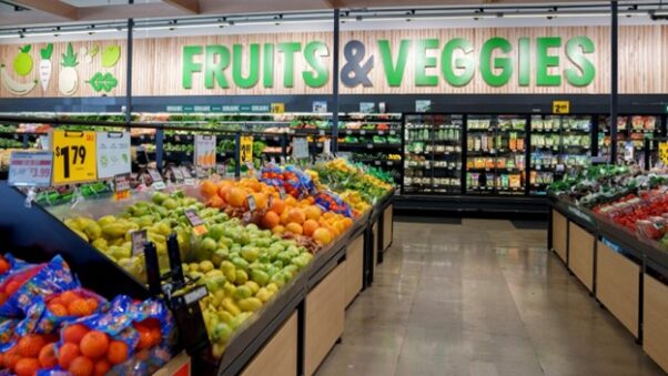 Fruits and Veggies at an Amazon Fresh store