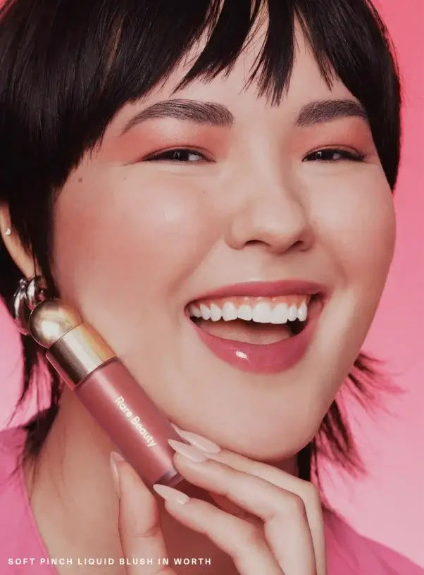 Soft pinch blush on a model