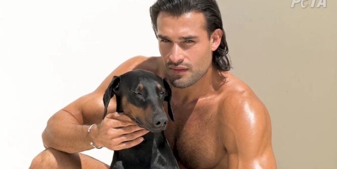 Sam Asghari with his dog Porsha
