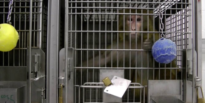 Monkey in a cage