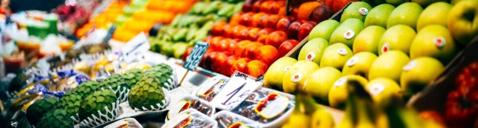 assortment of fruit at greengrocer