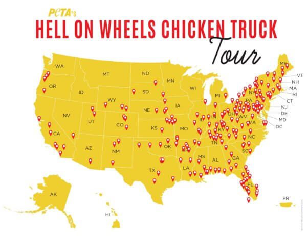 Hell on Wheels Chicken Truck tour map