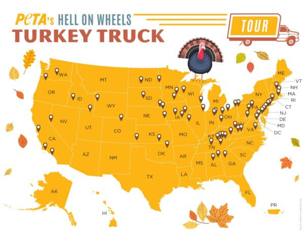Tour map showing places the truck has visited
