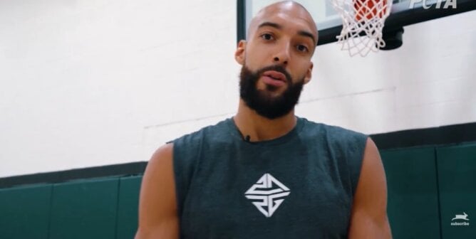 Screenshot of Rudy Gobert from PETA cat care video