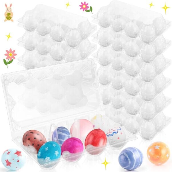 Plastic eggs and cartons