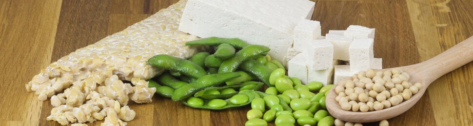 Tofu, tempeh, and edamame