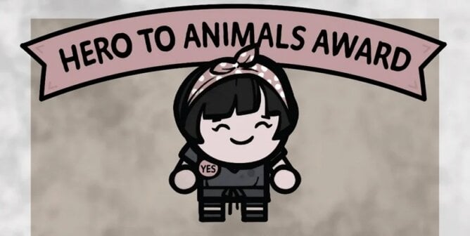 Screenshot from Hero to Animals award for Mewgenics character Tracy Newkirk
