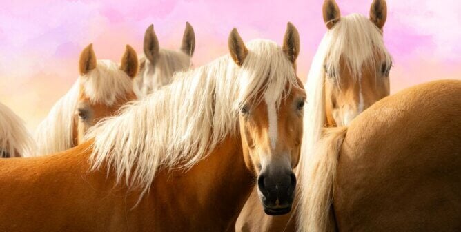 A herd of light tan horses