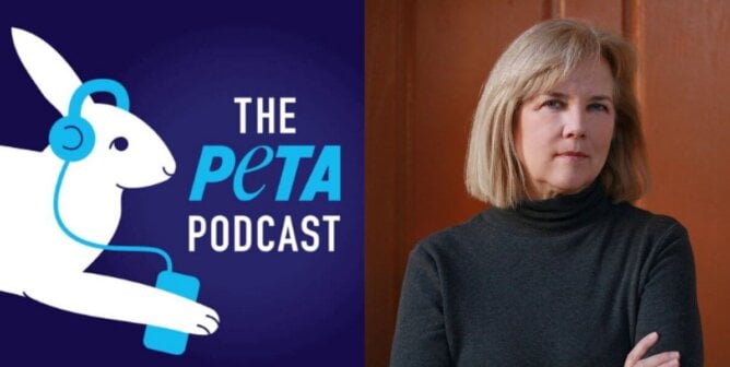 PETA podcast logo with Kathy portrait