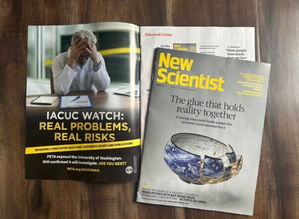Full page PETA ad in New Scientist