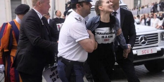 Demonstrator being arrested
