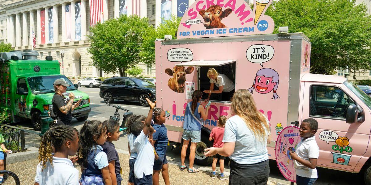Ingrid serving up vegan ice cream