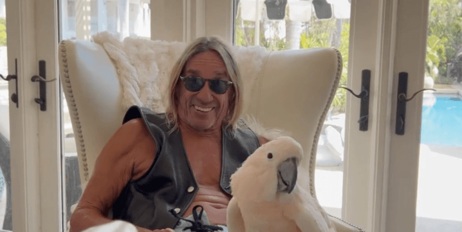Iggy Pop with his bird Biggy Pop
