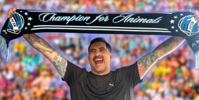 Gabe with champion for animals scarf