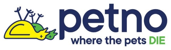 Spoof Petco logo reading "Petno: Where the pets die"