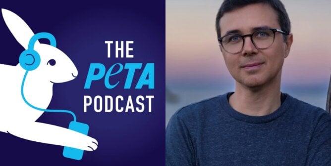 Author Ryan Huling and the PETA podcast logo