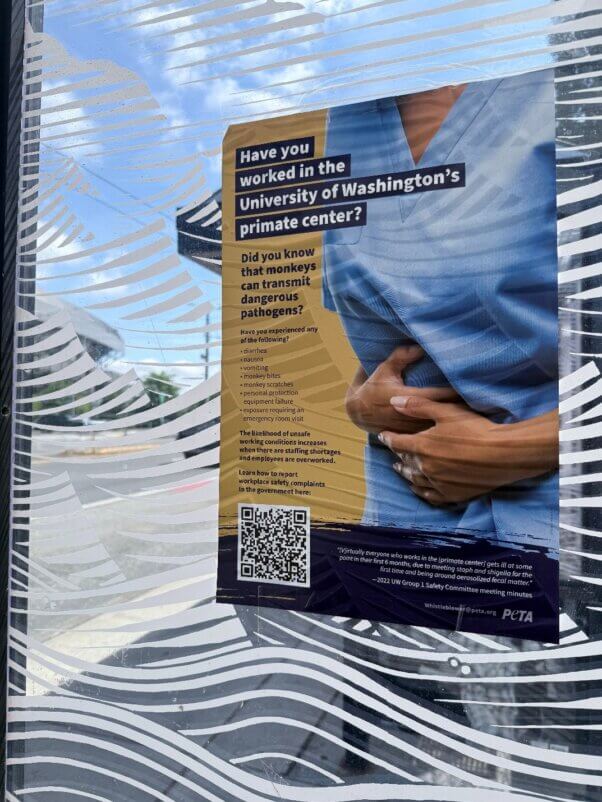 Flyer posted that says Have you worked in the University of Washington's primate center?
