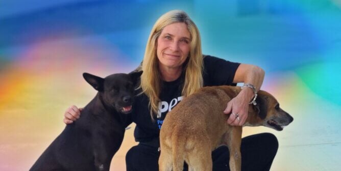Staffer with dogs in Cancun