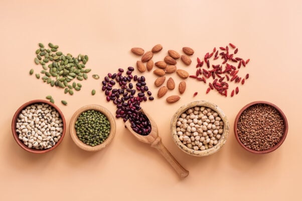 Various beans, legumes, seeds, and grains